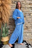 Lina Linen Blend Box Jacket Washed Denim